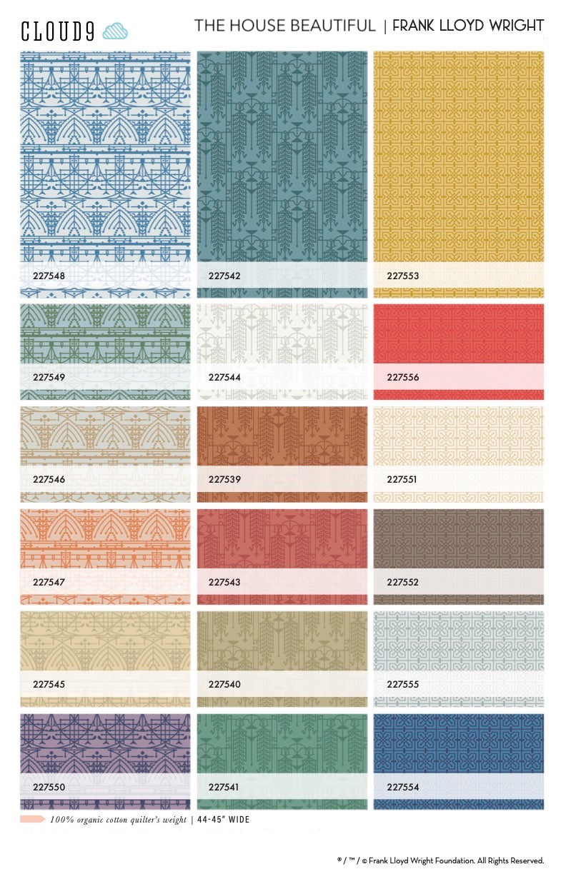 Frank Lloyd Wright Collection by Cloud9 | The House Beautiful Design B - Ochre (227547) | 100% Organic Cotton
