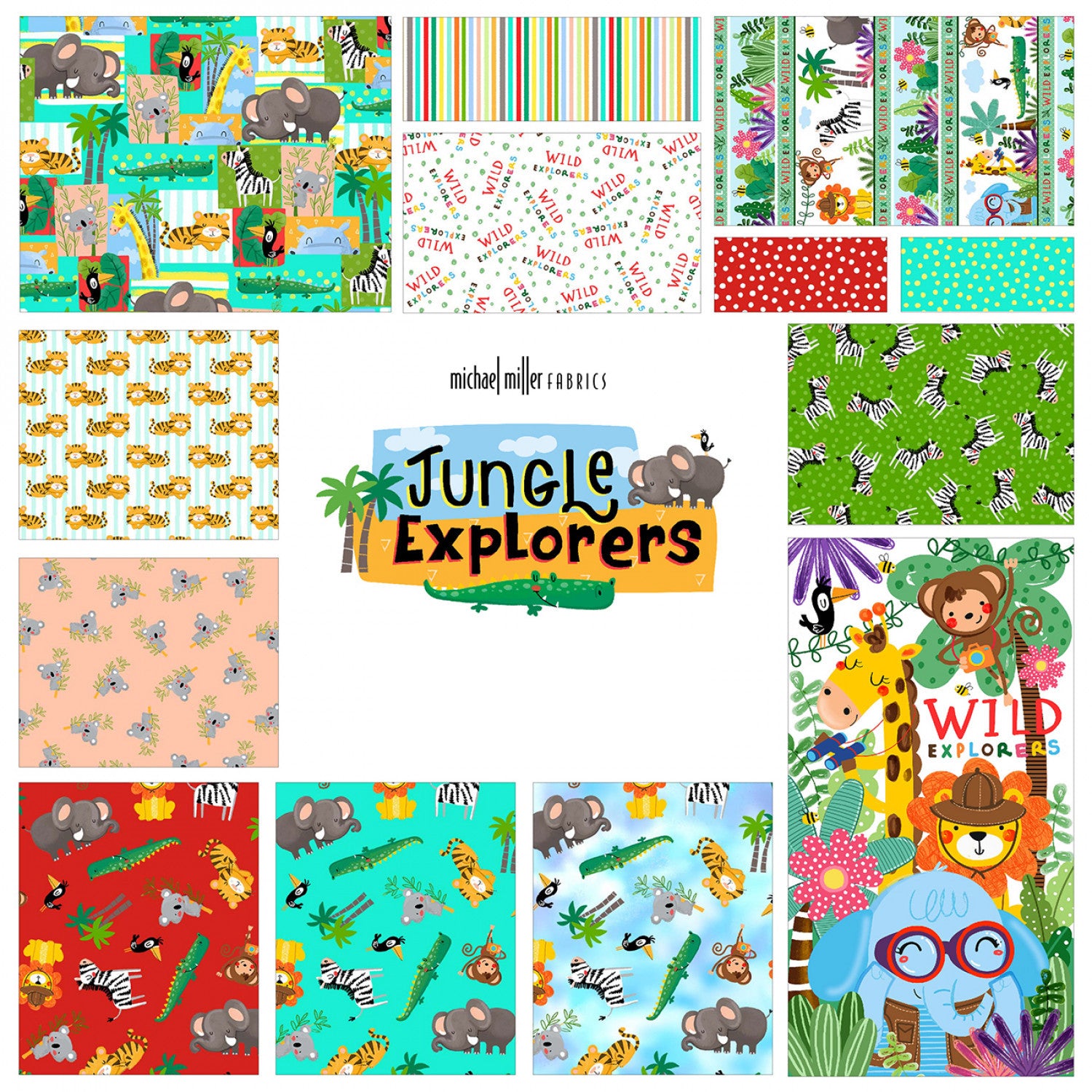 Jungle Explorers | Let's Explore Red by Michael Miller Fabrics