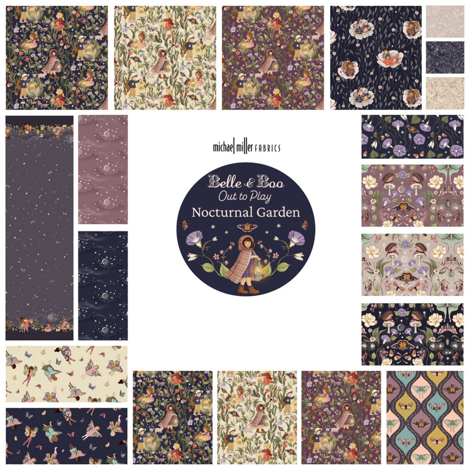 Nocturnal Garden | The Moth Nest - Multi by Belle & Boo for Michael Miller | DDC12369-MULT