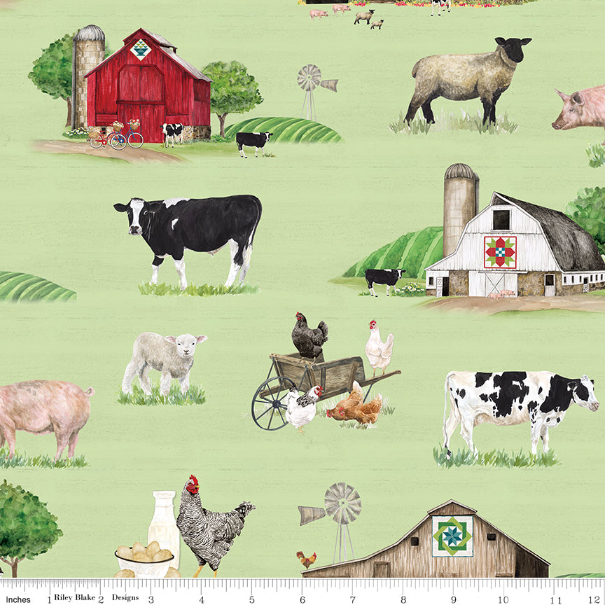 Spring Barn Quilts | Main Green by Tara Reed for Riley Blake Designs | CD14330-GREEN