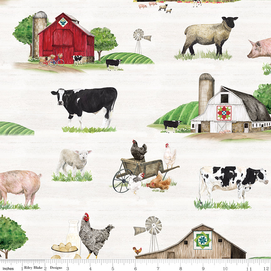 Spring Barn Quilts | Main Parchment by Tara Reed for Riley Blake Designs | CD14330-PARCHMENT
