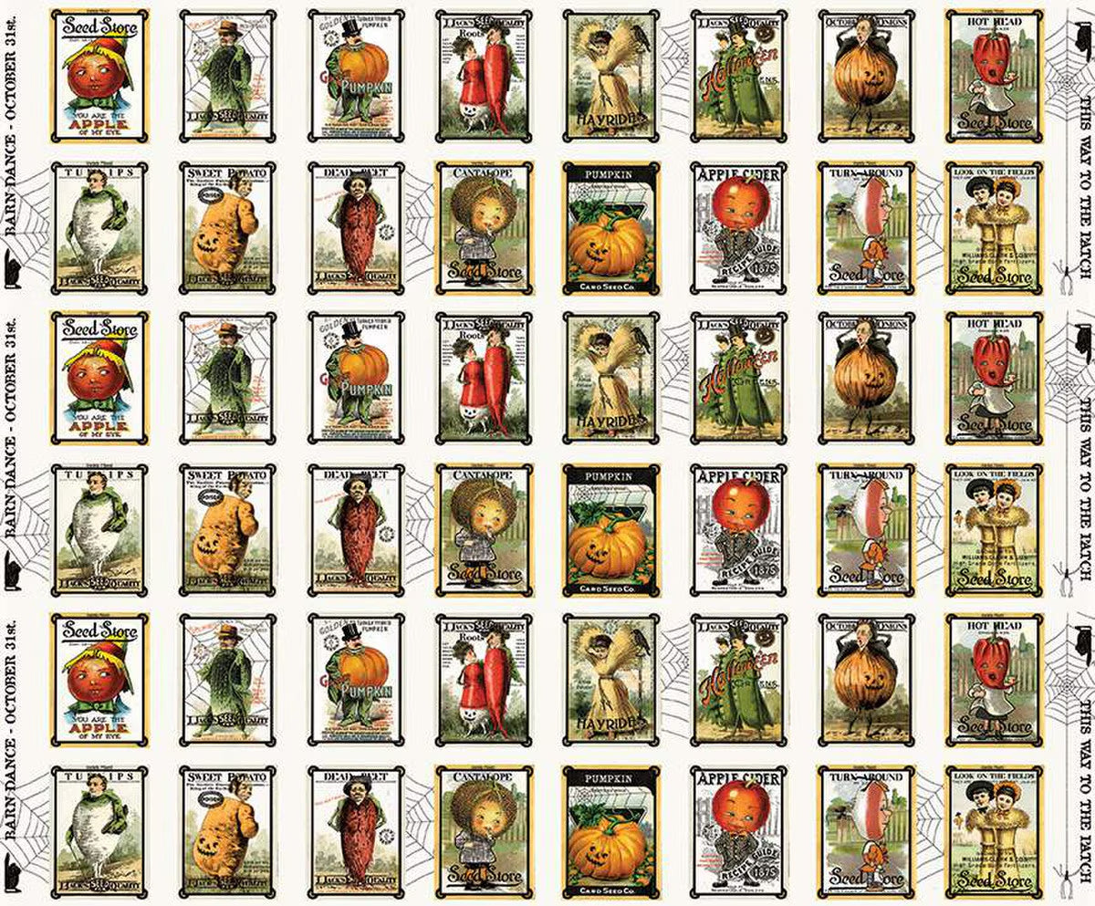Pumpkin Patch | Seed Sacks Patch White by J. Wecker Frisch for Riley Blake | CD14576-WHITE