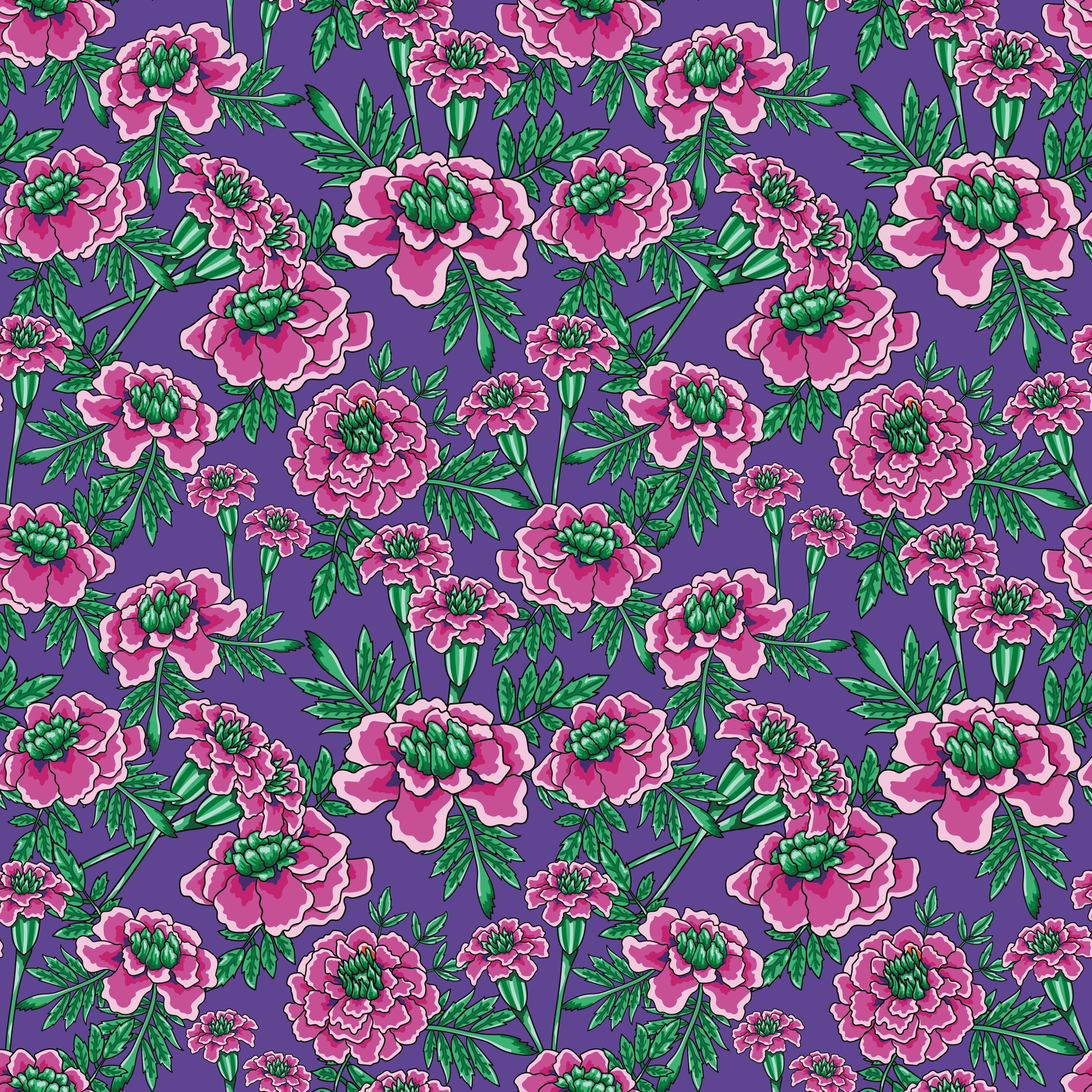 Botanic Blast | Small Carnations Amethyst by Sew Yeah Quilting for Riley Blake | CD15544-AMETHYST