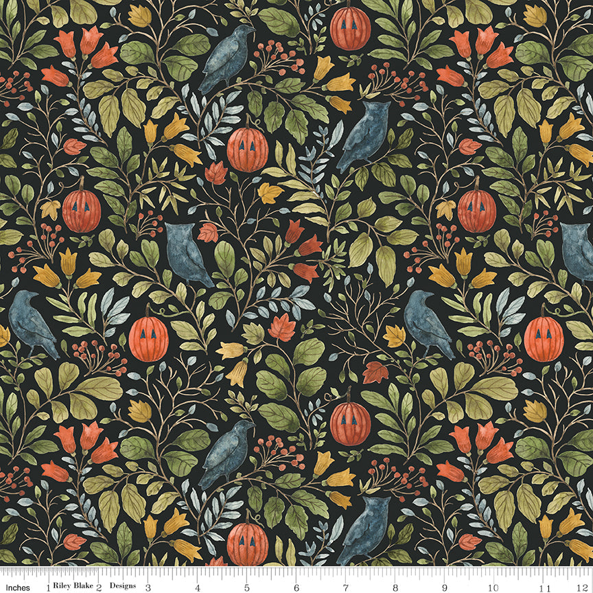 Trick or Treat | Foliage Black by Lisa Audit for Riley Blake Designs | CD15961-BLACK
