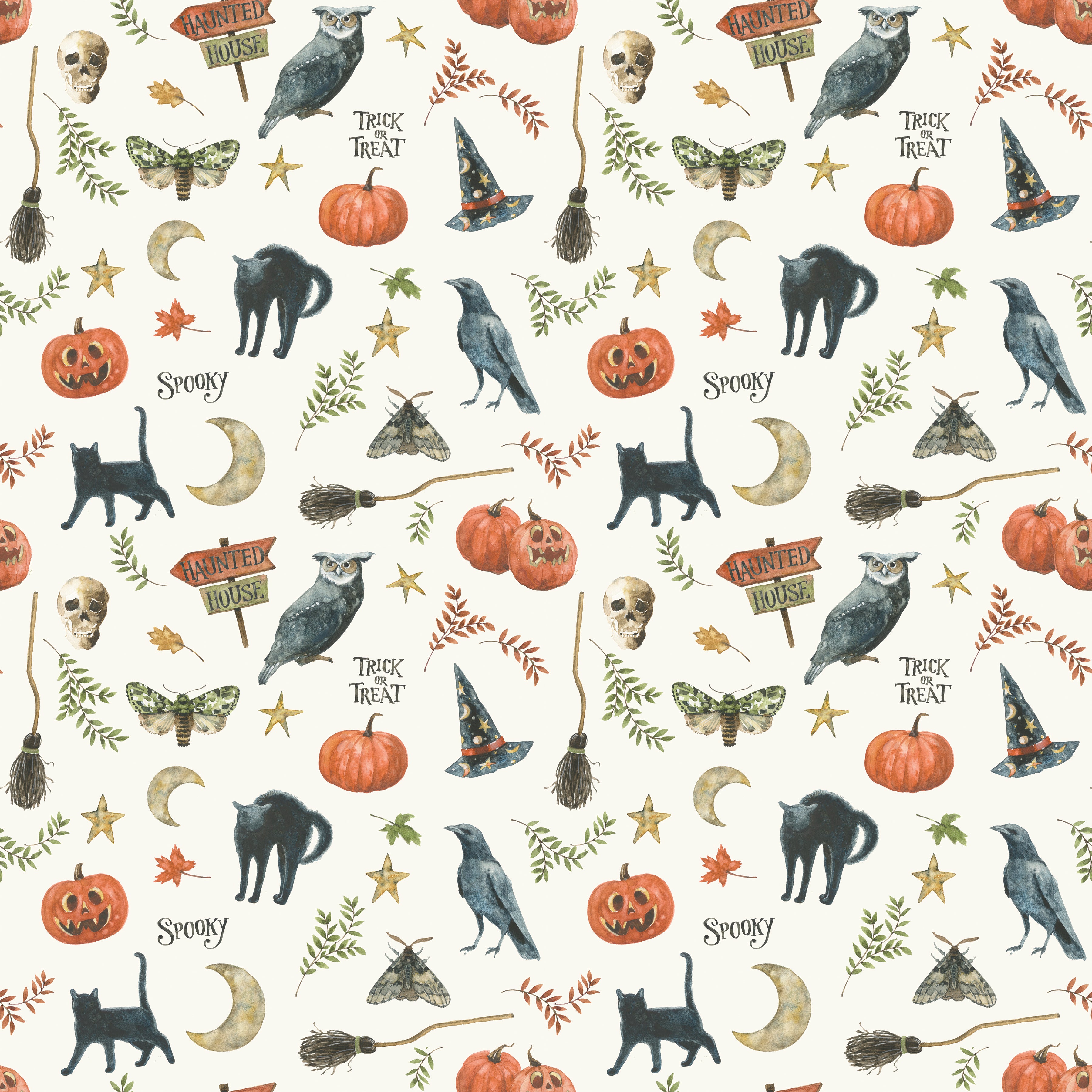 Trick or Treat | Spooky Cream by Lisa Audit for Riley Blake Designs | CD15962-CREAM