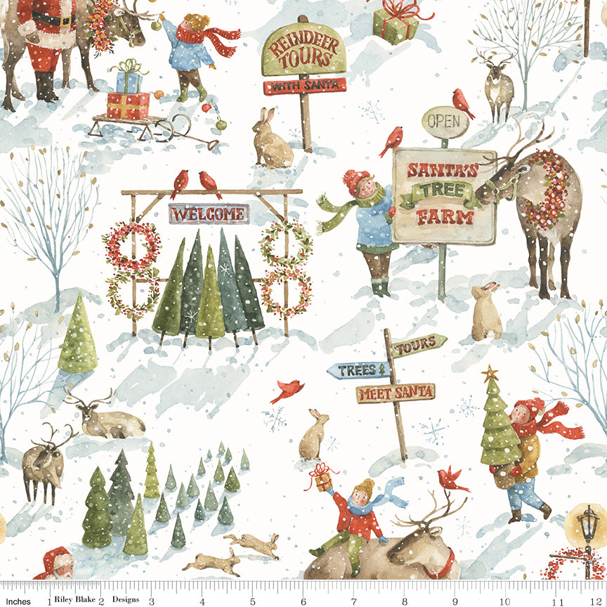 Santa's Tree Farm | Main Snowy by Lisa Audit for Riley Blake Designs | CD16450-SNOWY