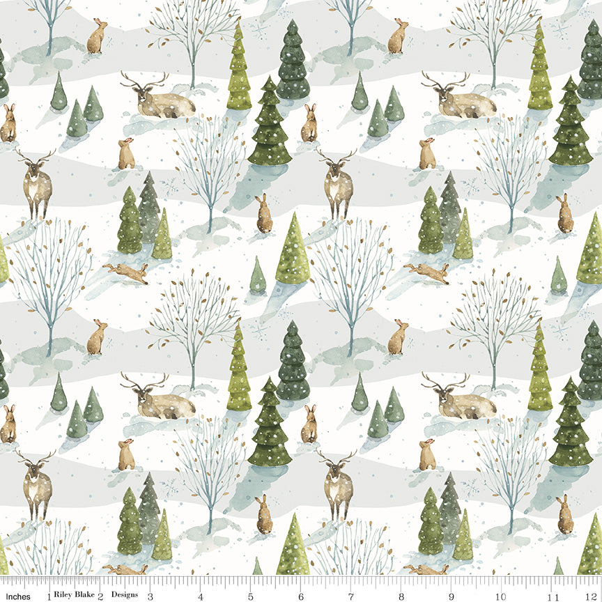 Santa's Tree Farm | Woodland Snowy by Lisa Audit for Riley Blake Designs | CD16451-SNOWY
