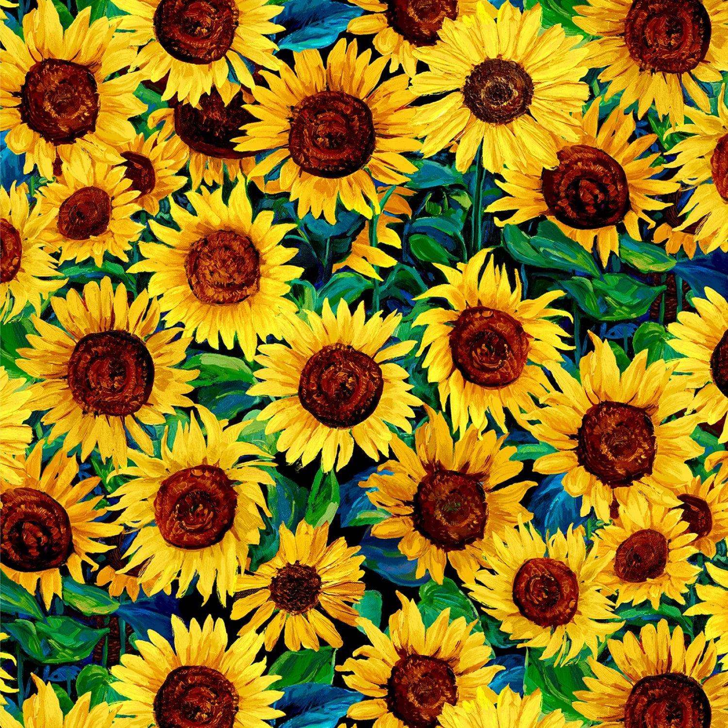Sunflower Symphony | 10" Square Pack by Chong-A Hwang for Timeless Treasures | 42 pcs