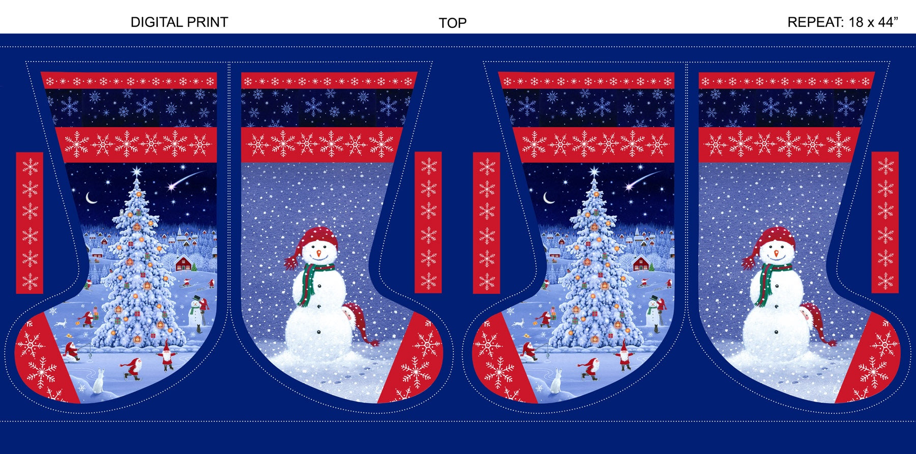 Tomtens Forest Friends | Half Yard Stocking Panel by Eva Melhuish for Lewis & Irene | CE33