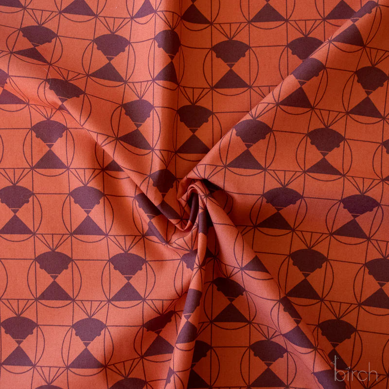 End Papers | Chickadee Chocolate Cherry by Charley Harper for Birch Fabrics | CH-436-CHOCCHERRY | 100% Organic Cotton