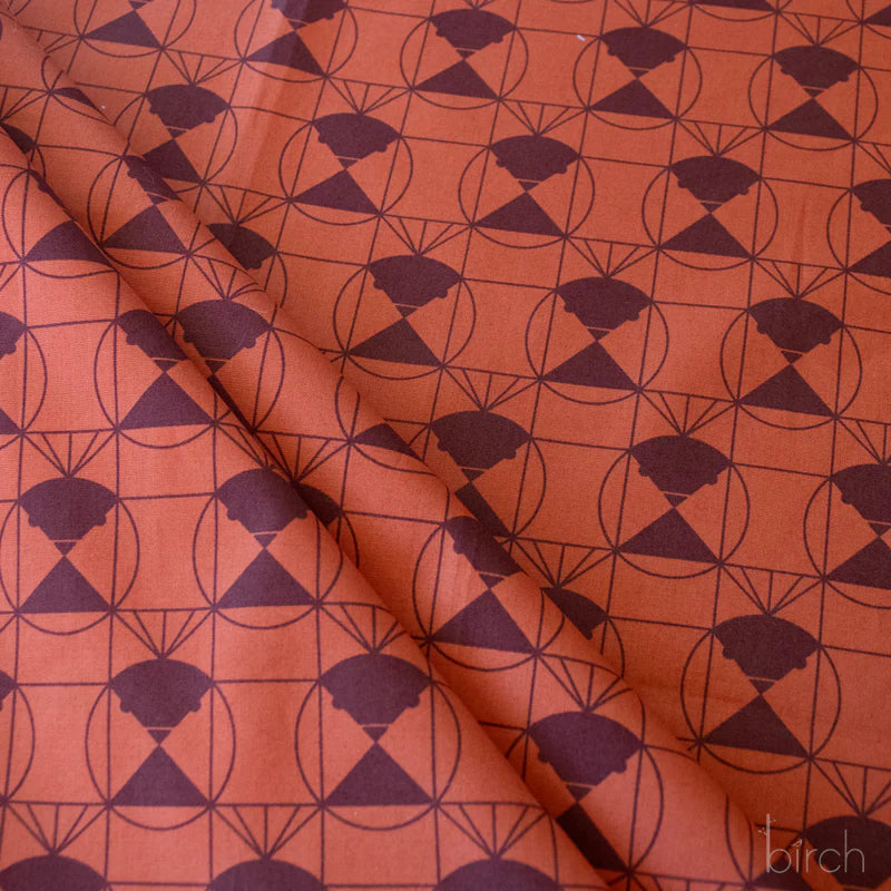 End Papers | Chickadee Chocolate Cherry by Charley Harper for Birch Fabrics | CH-436-CHOCCHERRY | 100% Organic Cotton