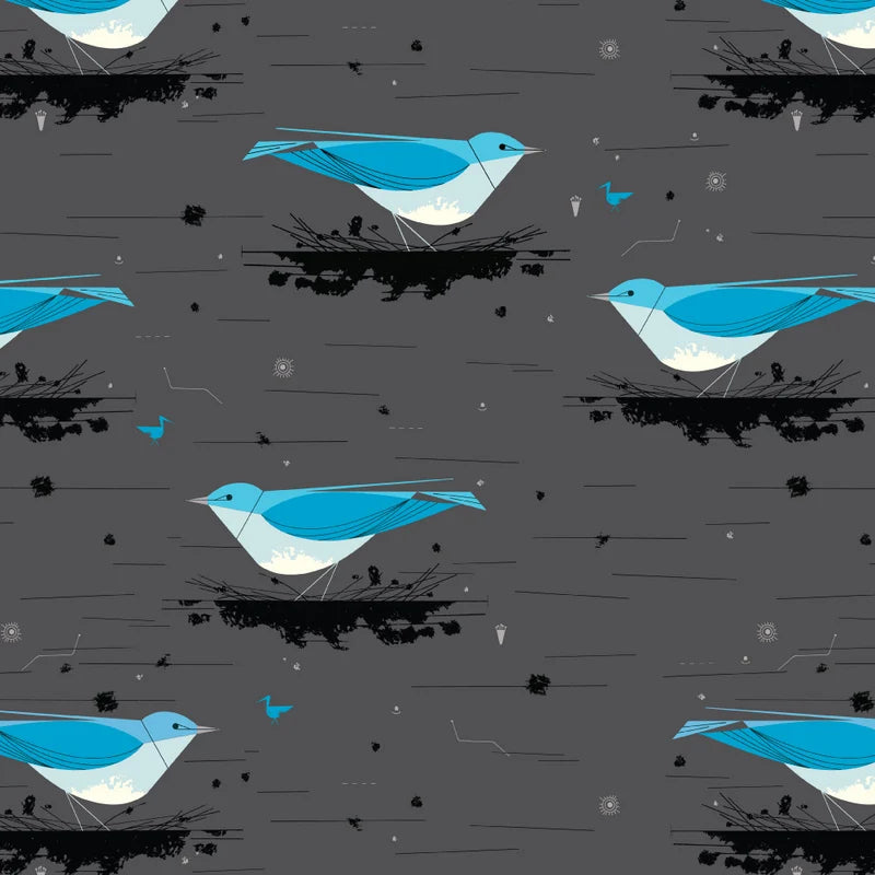 Iconic Vol. 2 | Mountain Bluebird by Charley Harper for Birch Fabrics | CH-453 | 100% Organic Cotton