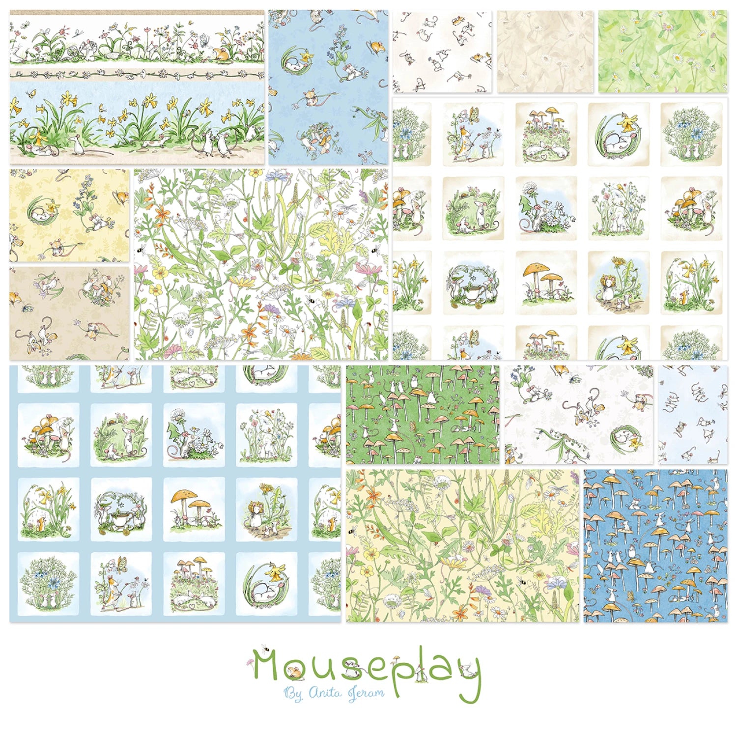 Mouseplay | Small Blocks - White by Anita Jeram by Clothworks | Y4746-1