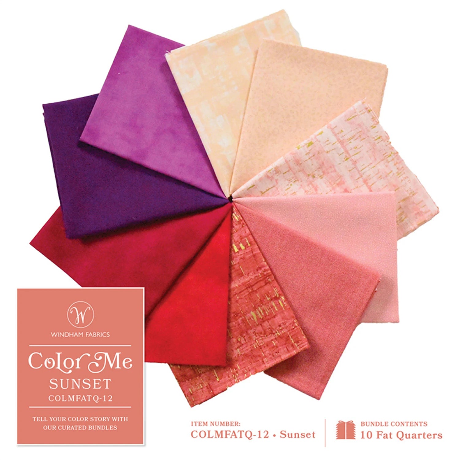 Color Me - Sunset Fat Quarter Bundle by Windham (10 pcs)