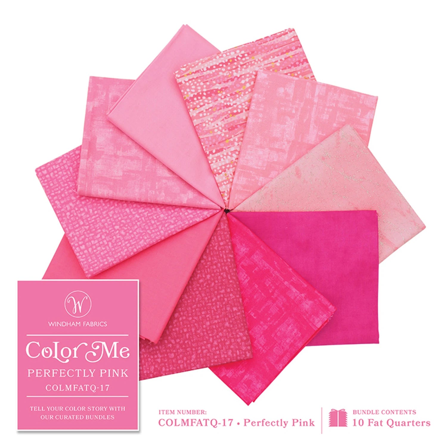 Color Me - Perfectly Pink Fat Quarter Bundle by Windham (10 pcs)