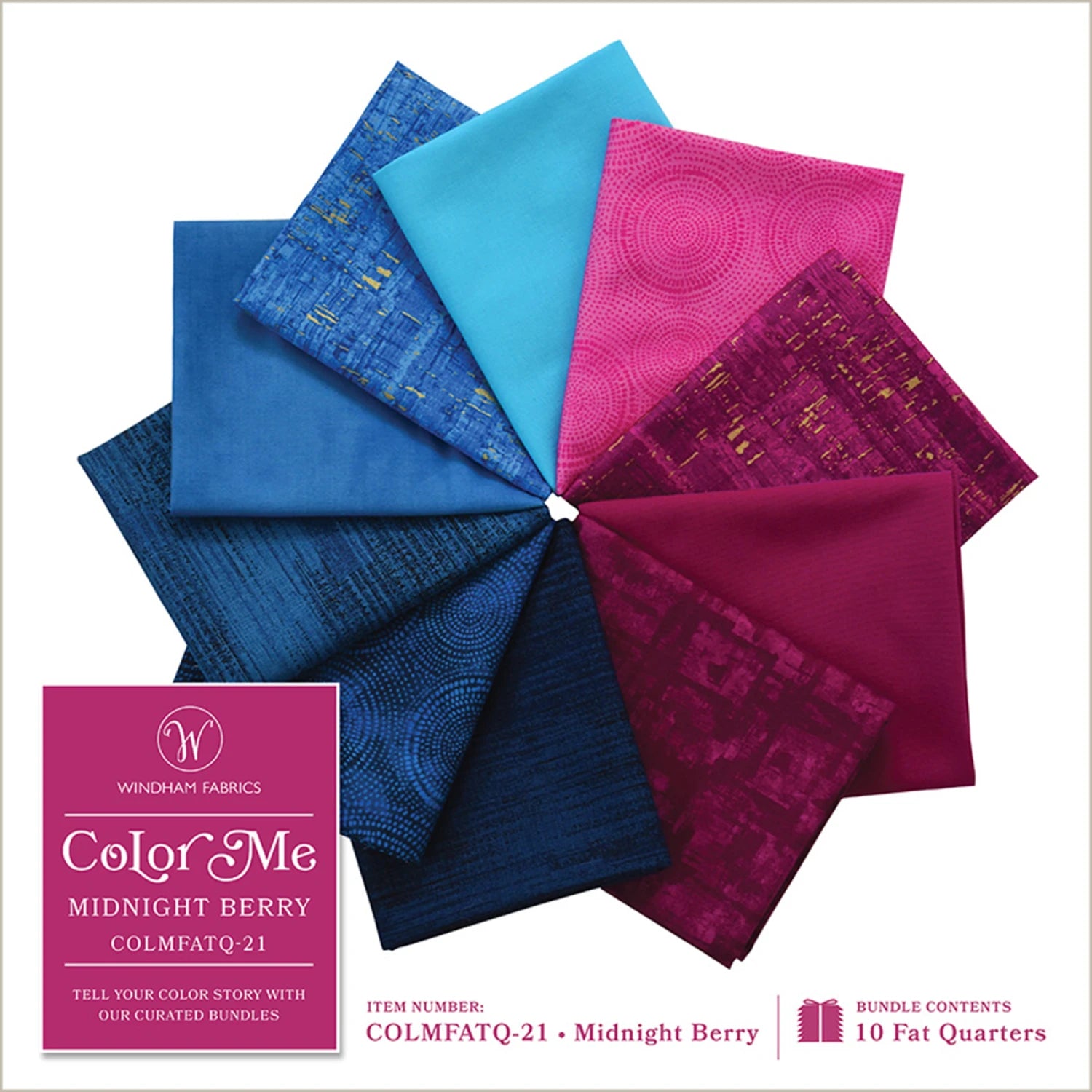 Color Me - Midnight Berry Fat Quarter Bundle by Windham (10 pcs)