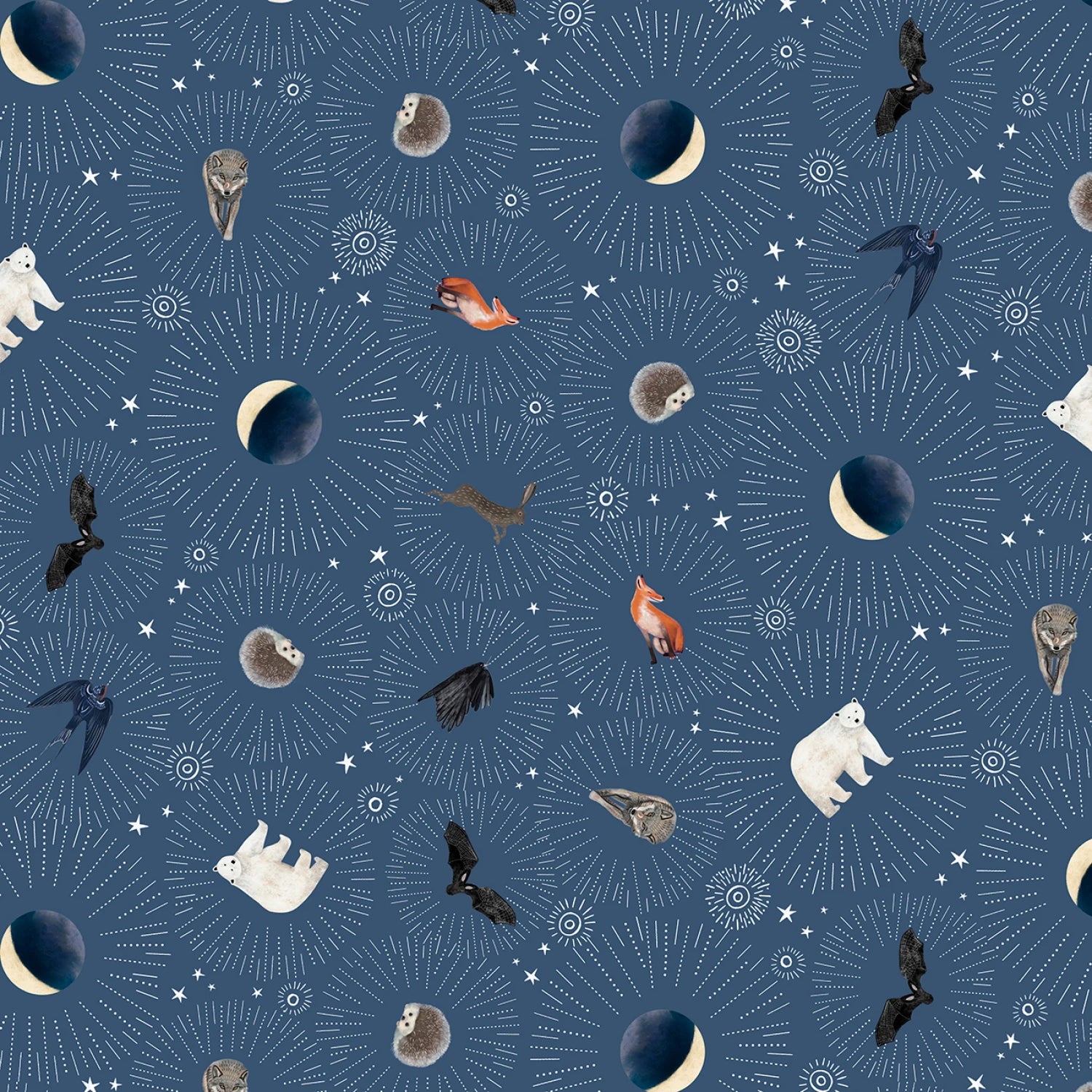 Celestial Seasons | Cosmic Bursts - Dark Blue by Jacqueline Wild for P&B Textiles | CSEA5988-DB