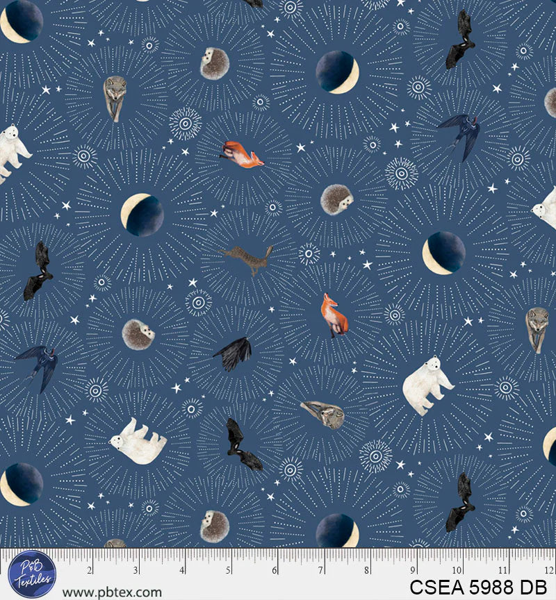 Celestial Seasons | Cosmic Bursts - Dark Blue by Jacqueline Wild for P&B Textiles | CSEA5988-DB