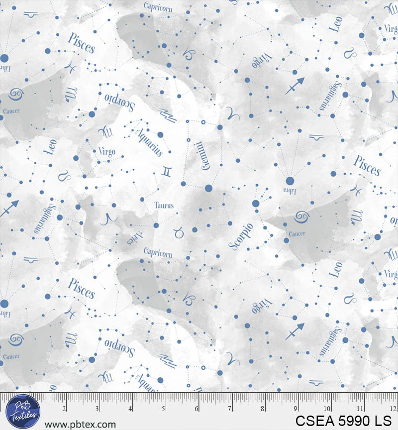 Celestial Seasons | Zodiac Constellations - Gray by Jacqueline Wild for P&B Textiles | CSEA5990-LS