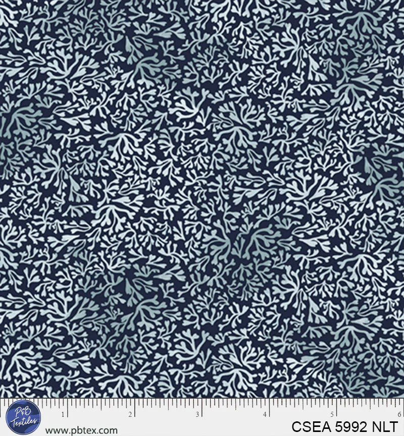 Celestial Seasons | Packed Flourishes - Navy by Jacqueline Wild for P&B Textiles | CSEA5992-NLT