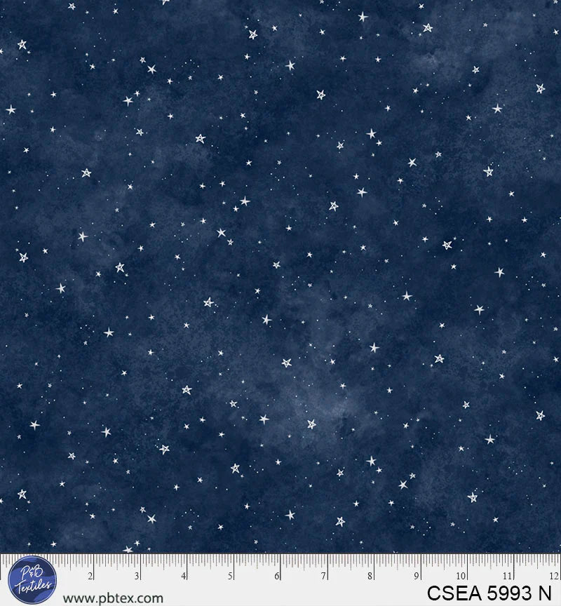 Celestial Seasons | Starry Sky - Navy by Jacqueline Wild for P&B Textiles | CSEA5993-N