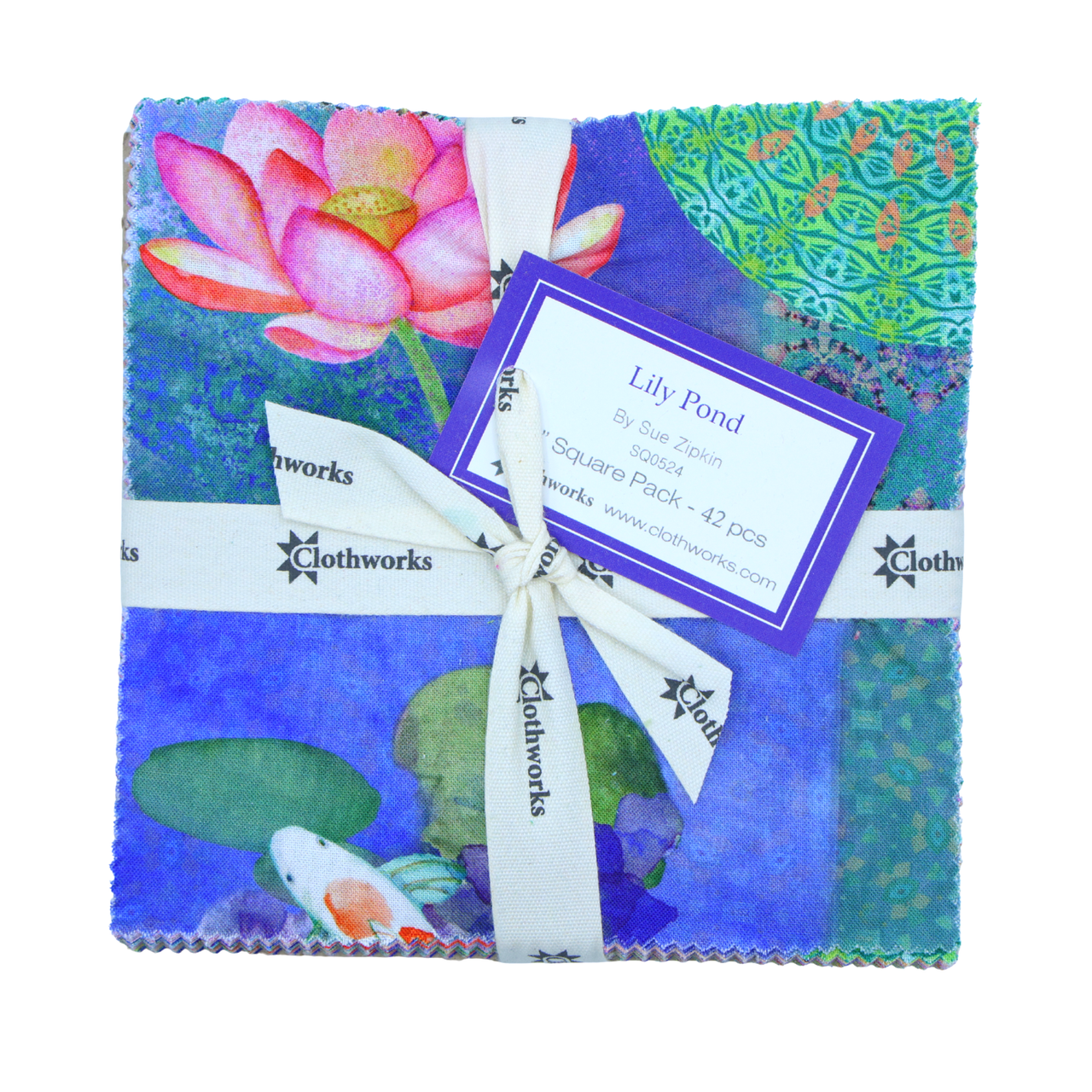 Lily Pond | 5" Charm Pack by Sue Zipkin for Clothworks | 42 pcs