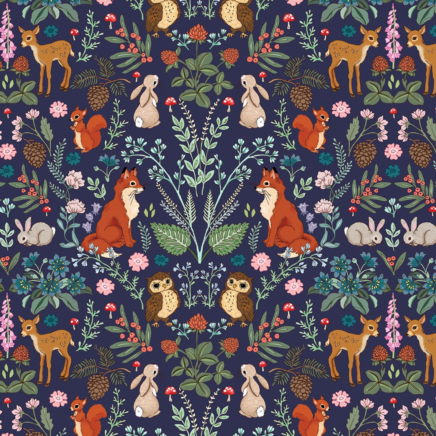 Midnight Forest - Forest Adventure Navy by Belle & Boo for Michael Miller