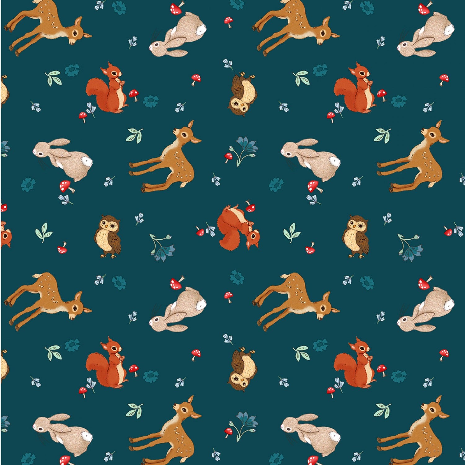 Midnight Forest - Forest Babies Spruce by Belle & Boo for Michael Miller