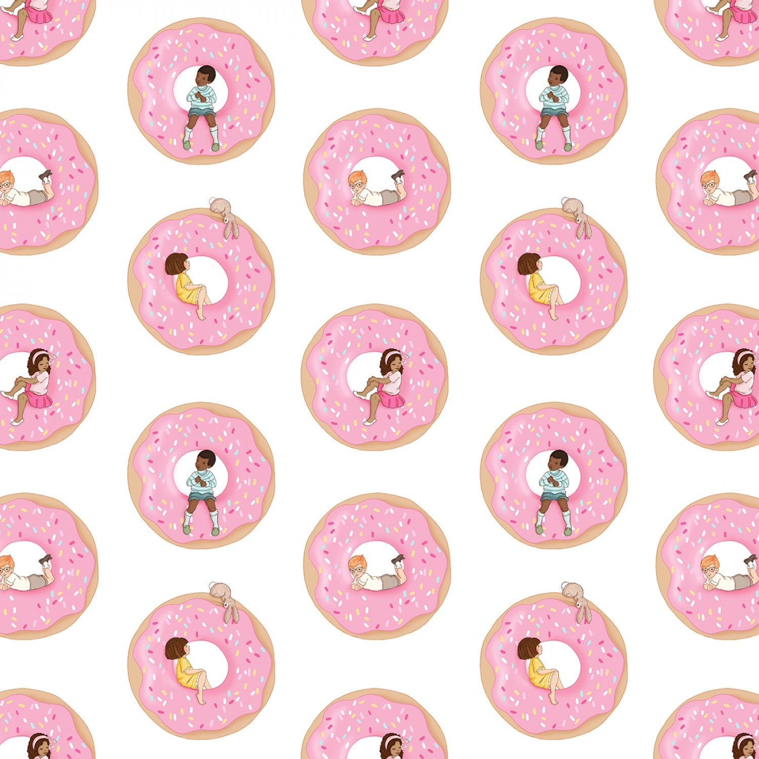 Yummy Scrummy Day - White Donuts by Belle & Boo for Michael Miller