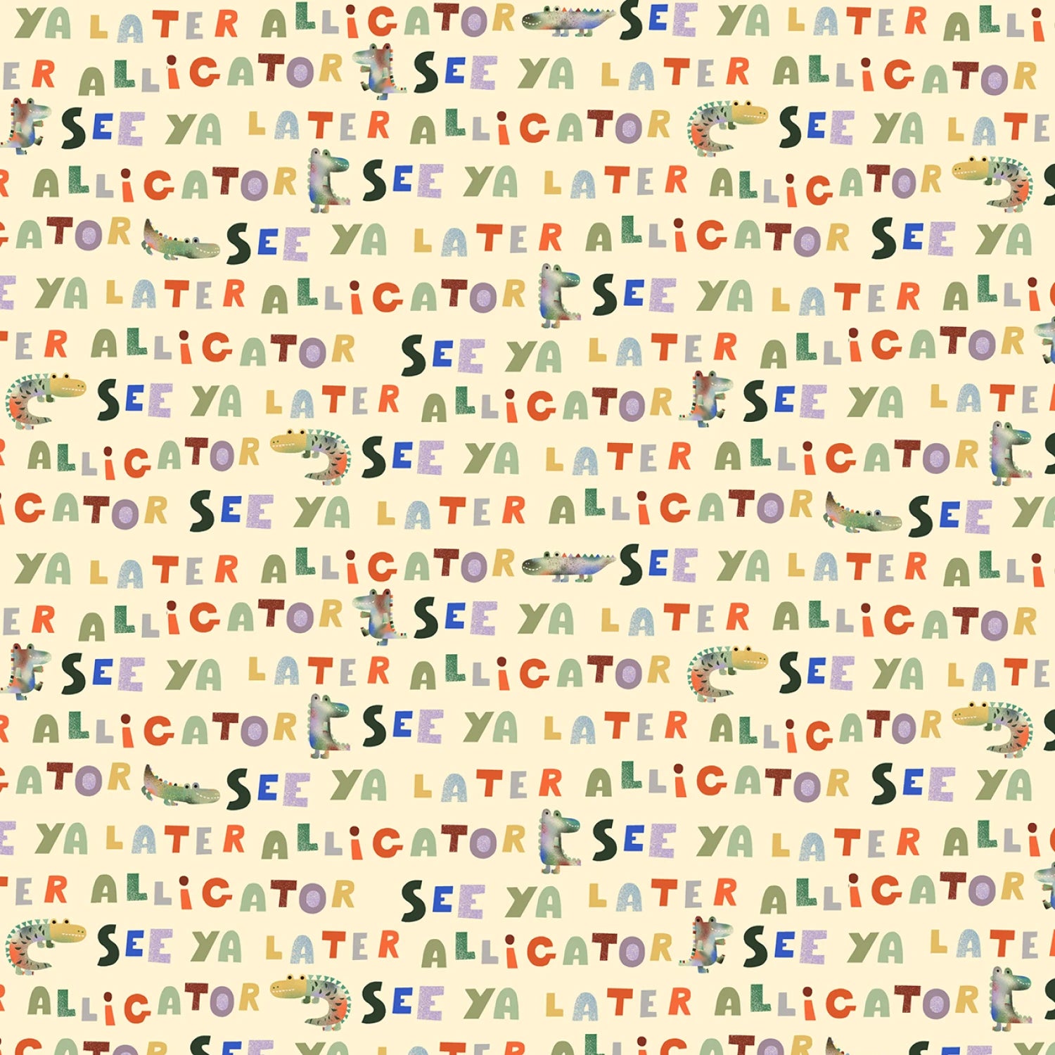 See Ya Later Alligator | See Ya Later Alligator - Butter by Michael Miller Fabrics | DCX12552-BUTT