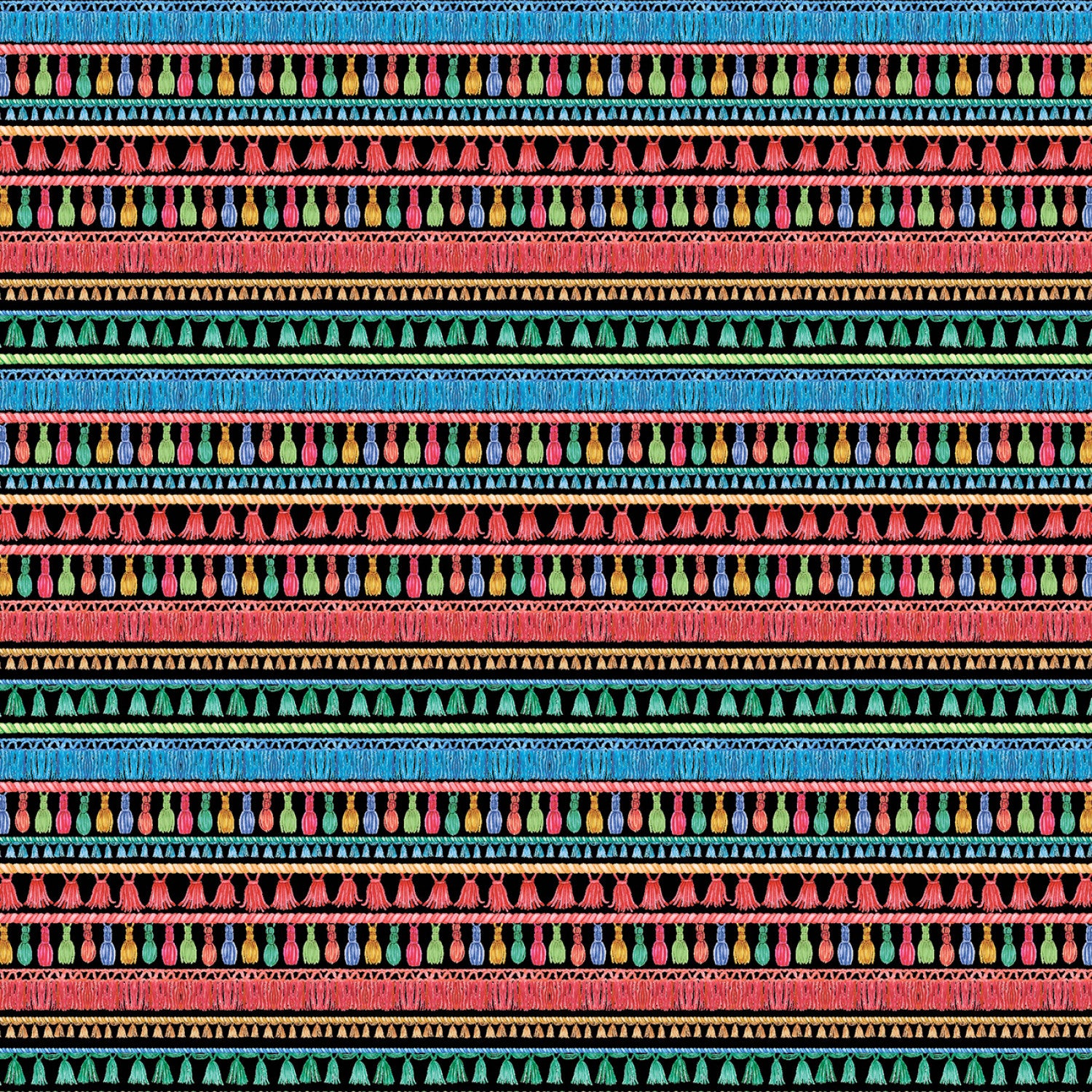 Sew Pretty | Black Tassles and Trimmings by Louise Nisbet for Michael Miller | DDC12150-BLAC