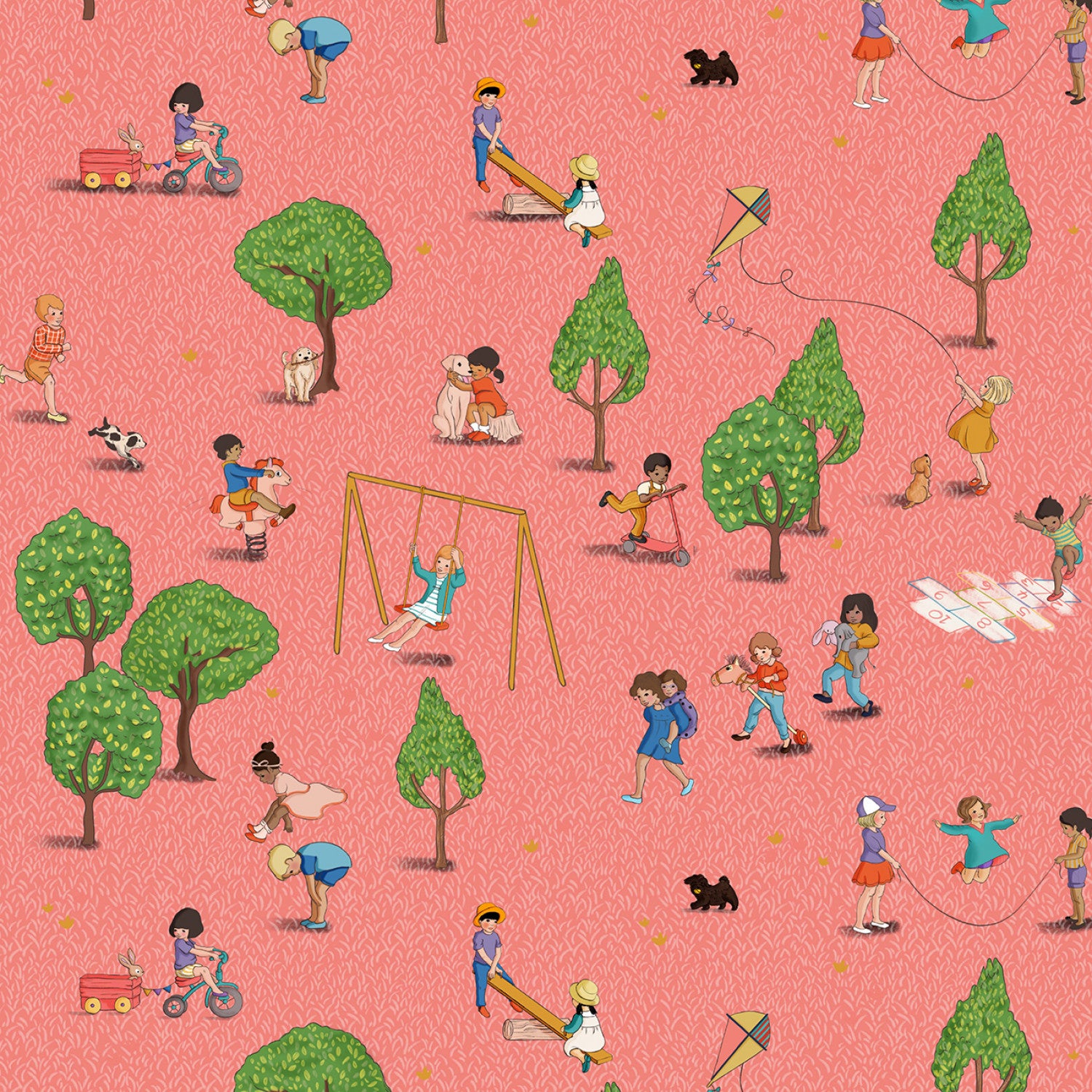 Playground & Park | The Playground - Coral by Belle & Boo for Michael Miller | DDC12222-CORA