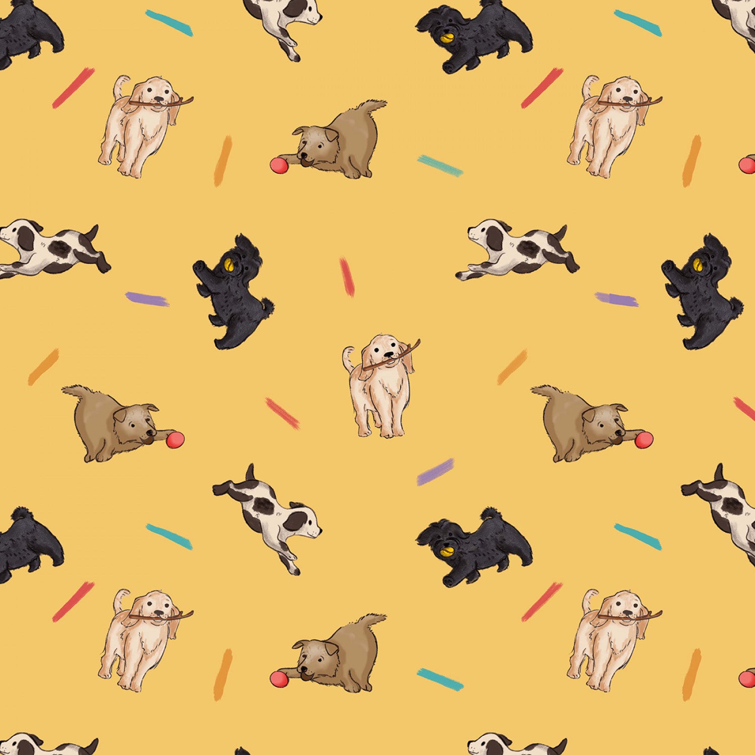 Playground & Park | Dog Park - Yellow by Belle & Boo for Michael Miller | DDC12227-YELL