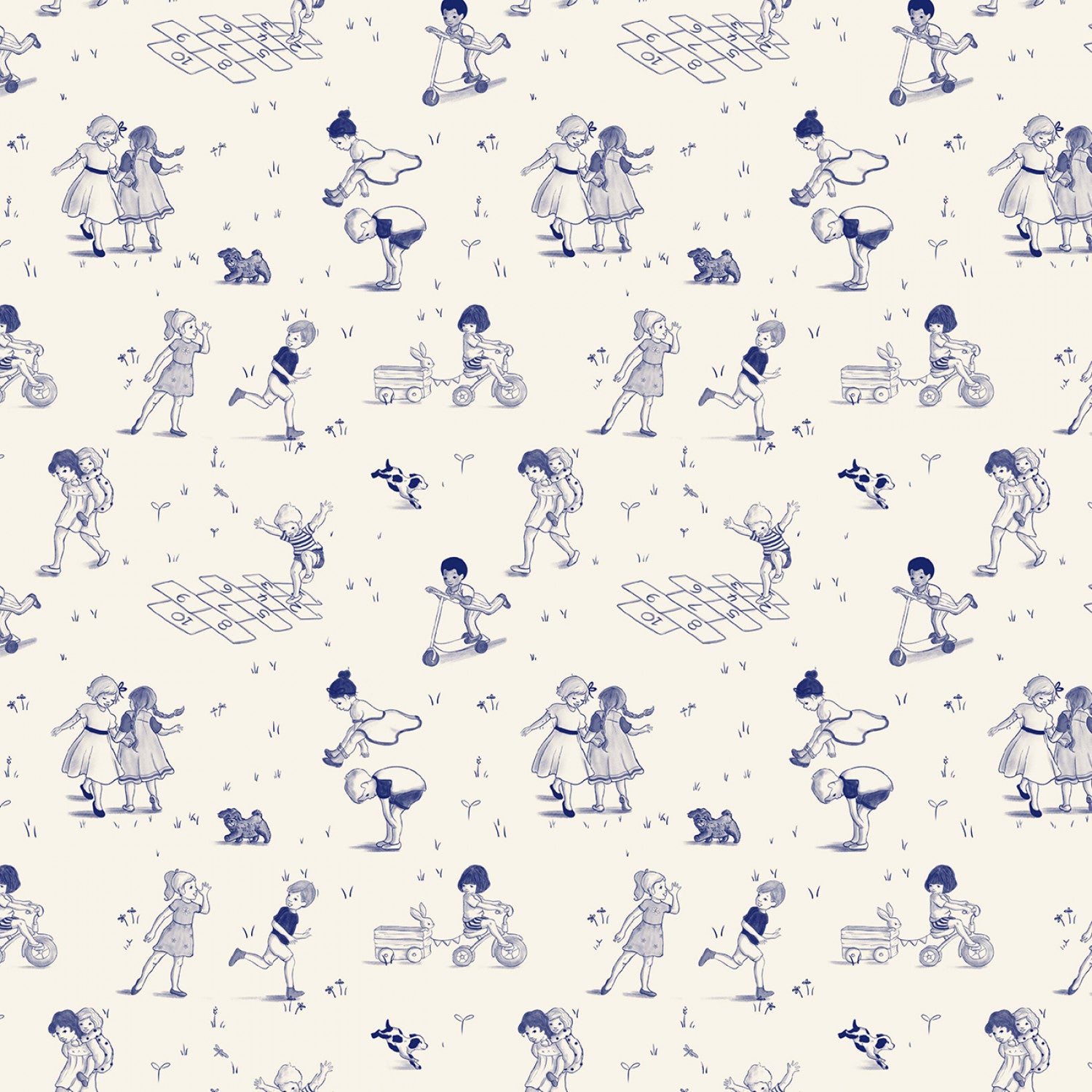 Playground & Park | Playground Toile - Blue by Belle & Boo for Michael Miller | DDC12229-BLUE