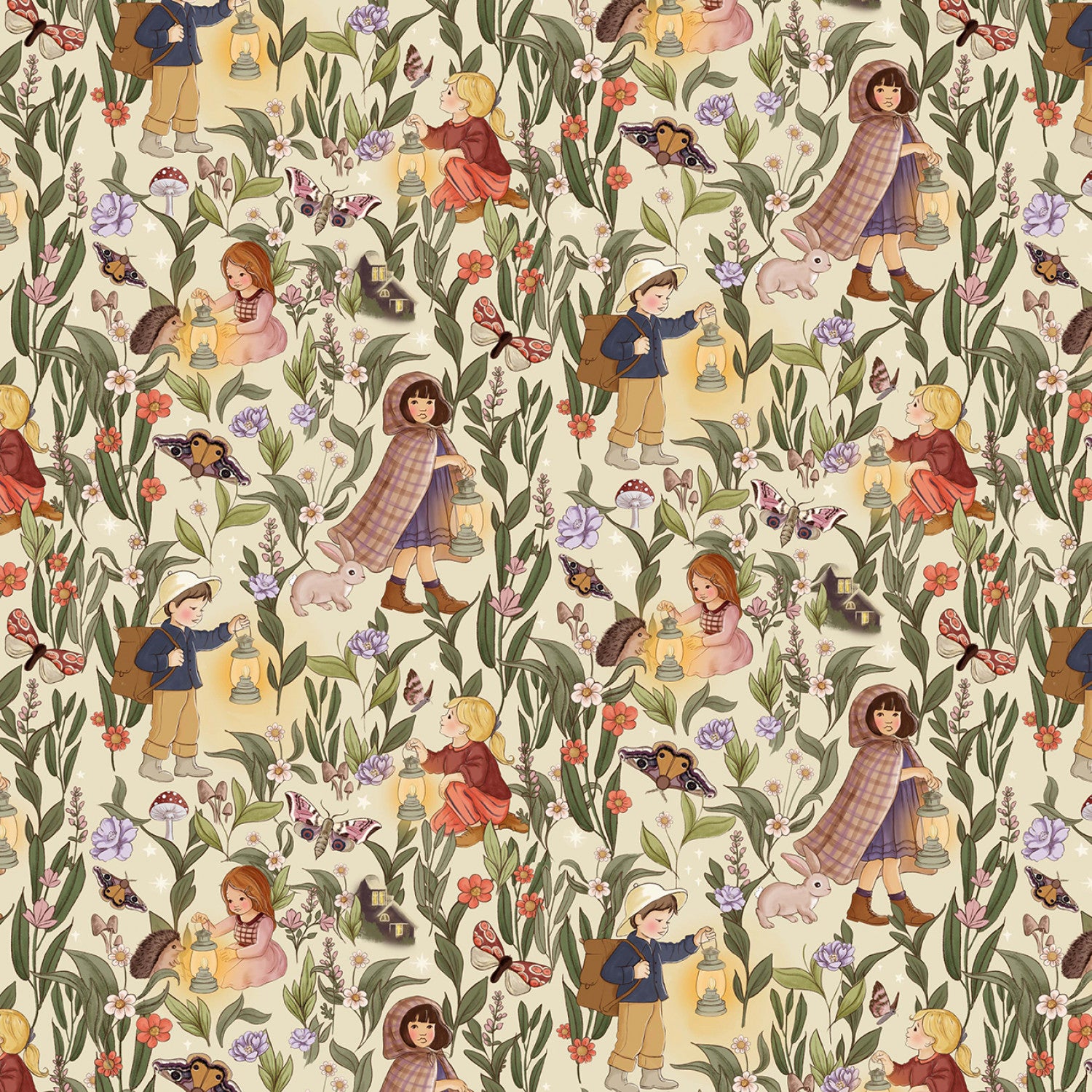 Nocturnal Garden | Night Garden - Cream by Belle & Boo for Michael Miller | DDC12361-CREM