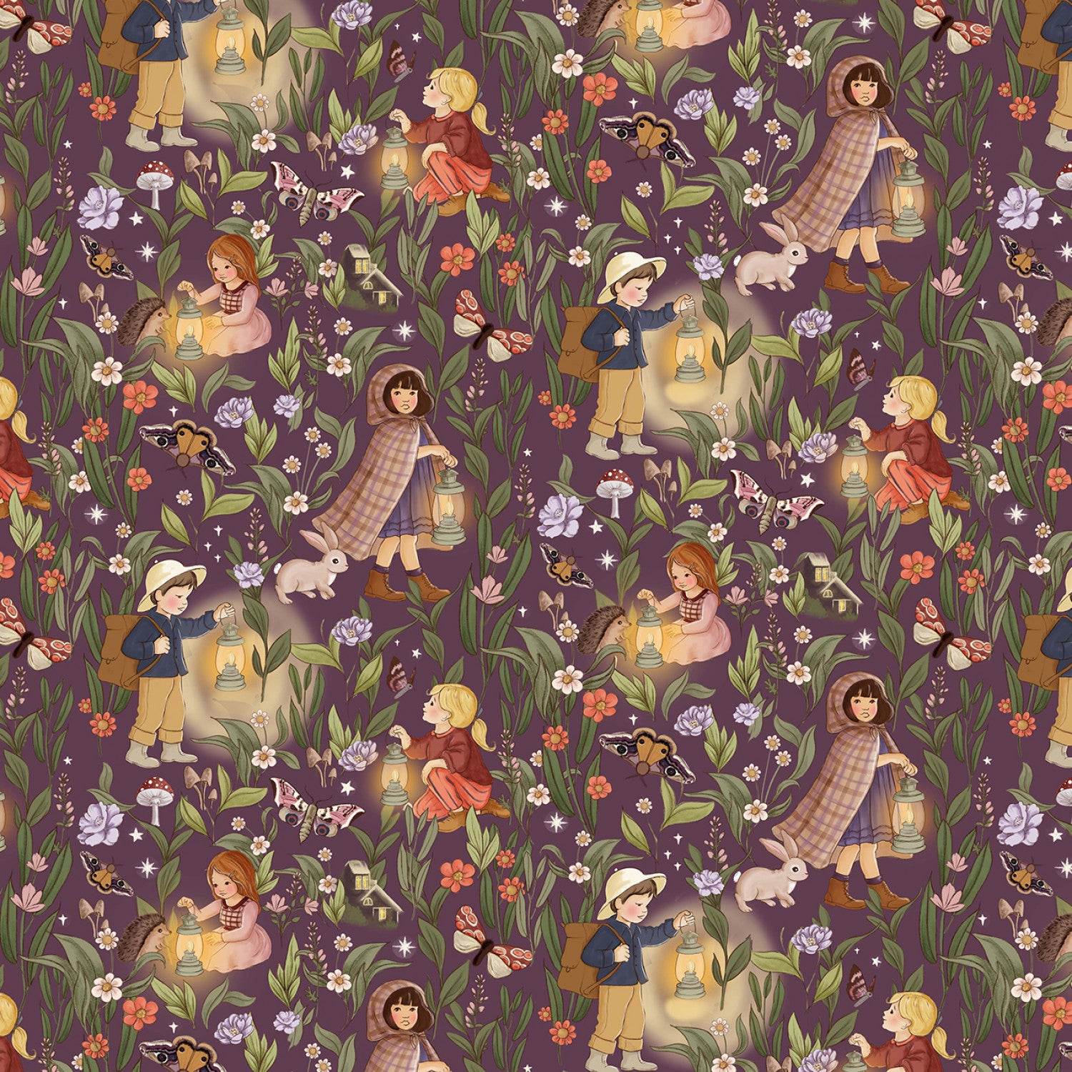 Nocturnal Garden | Night Garden - Eggplant by Belle & Boo for Michael Miller | DDC12361-EGGP