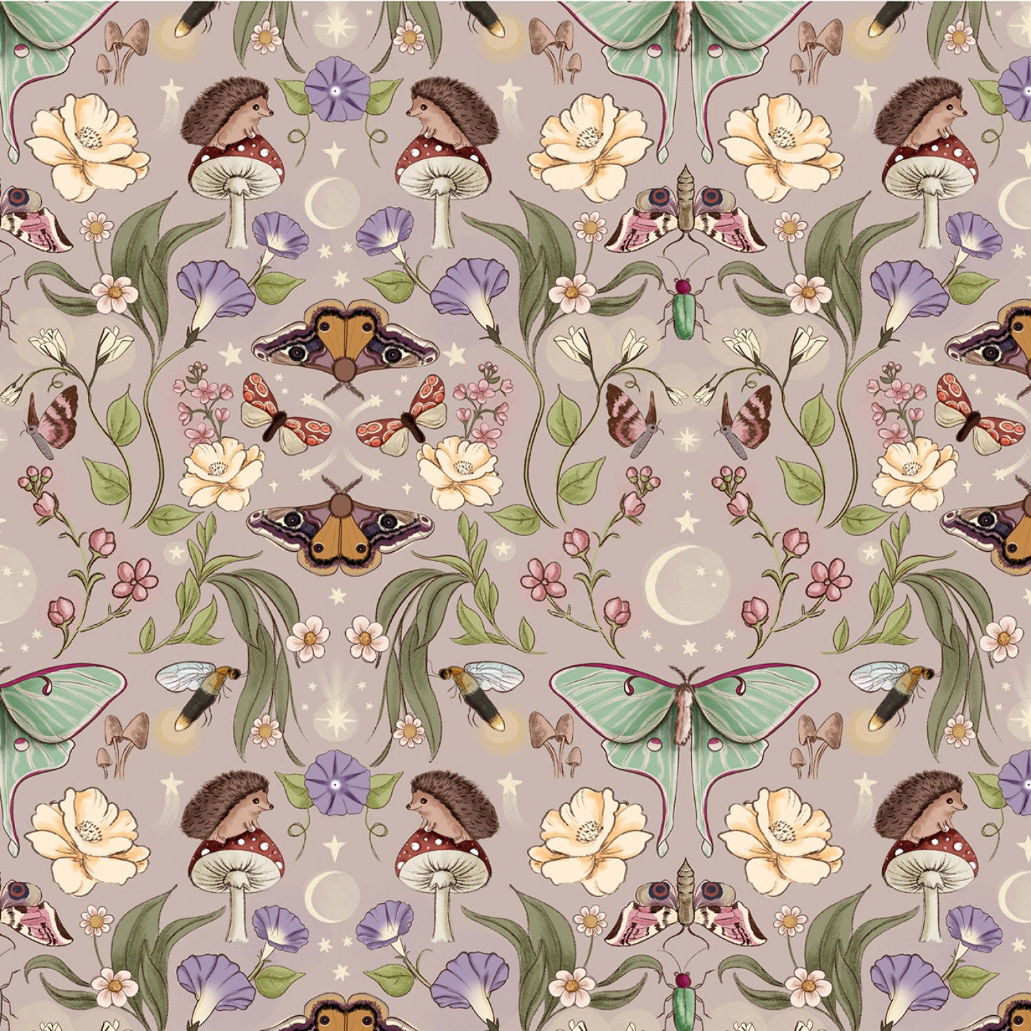 Nocturnal Garden | Lunar Moths - Blush by Belle & Boo for Michael Miller | DDC12364-BLUS