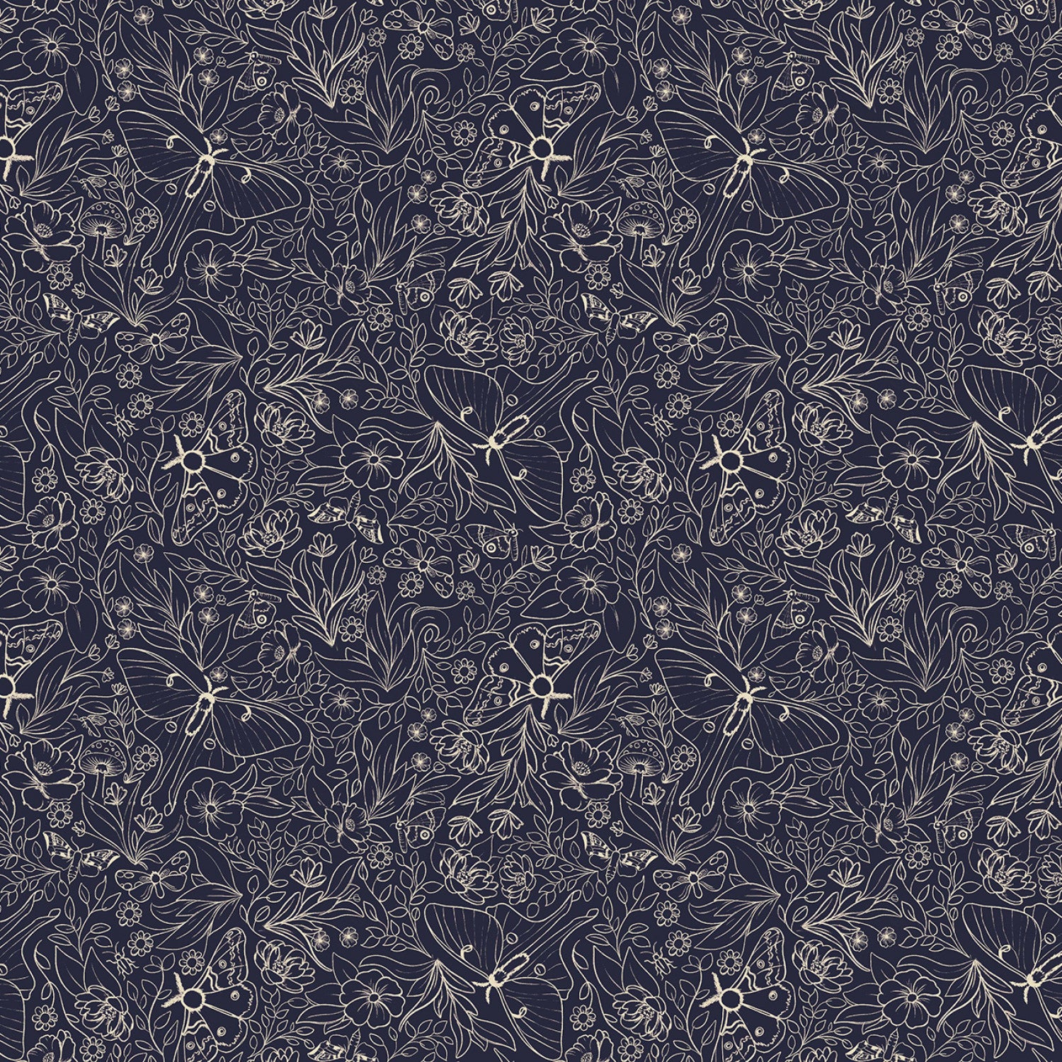 Nocturnal Garden | Floral Flight - Midnite by Belle & Boo for Michael Miller | DDC12366-MIDN