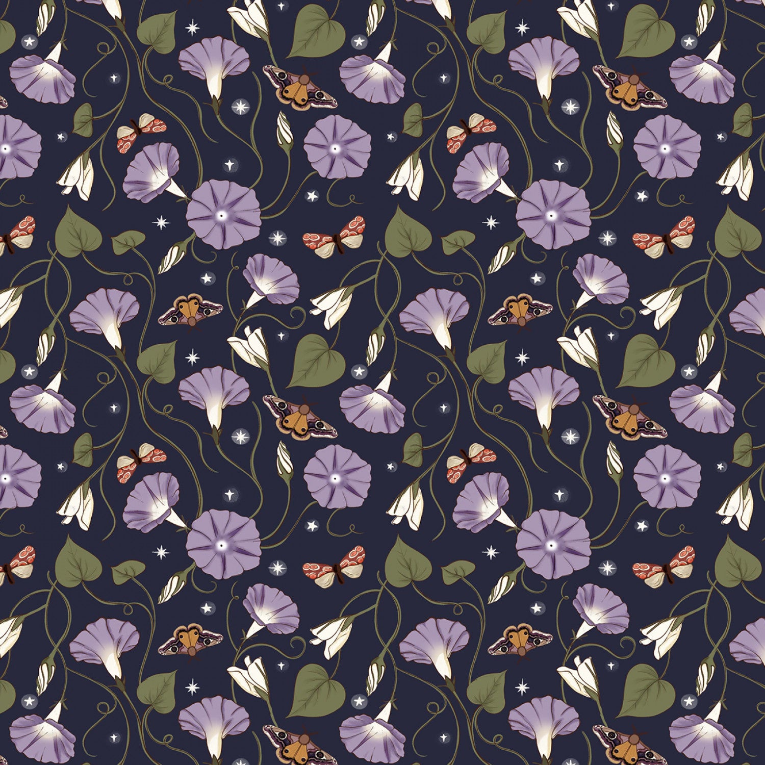 Nocturnal Garden | Mystic Moonflower - Midnite by Belle & Boo for Michael Miller | DDC12367-MIDN