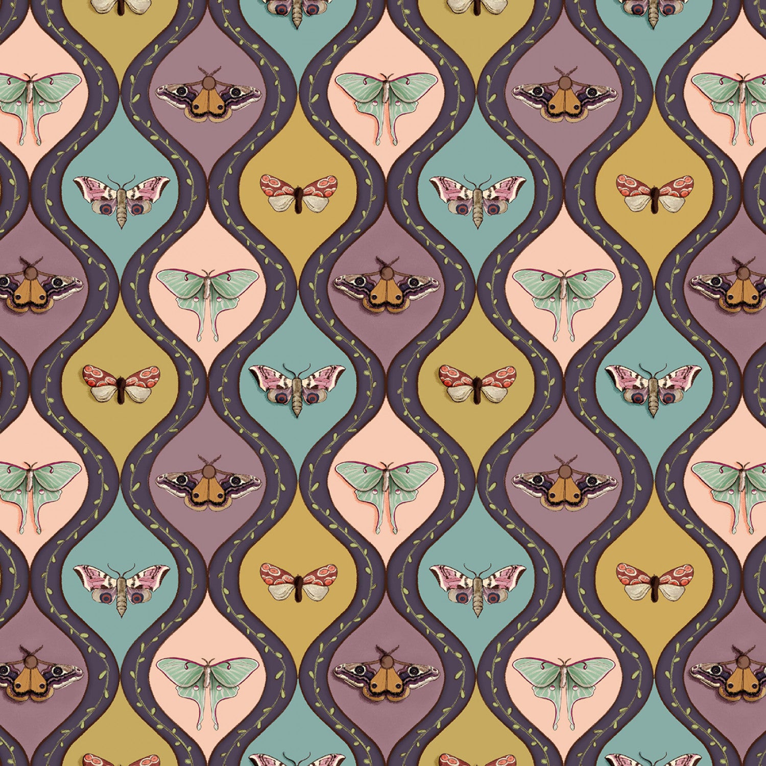 Nocturnal Garden | The Moth Nest - Multi by Belle & Boo for Michael Miller | DDC12369-MULT