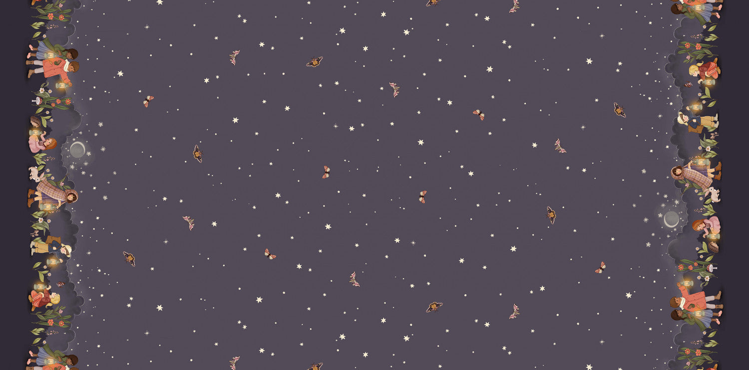 Nocturnal Garden | Double Border - Graphite by Belle & Boo for Michael Miller | DDC12370-GRPH