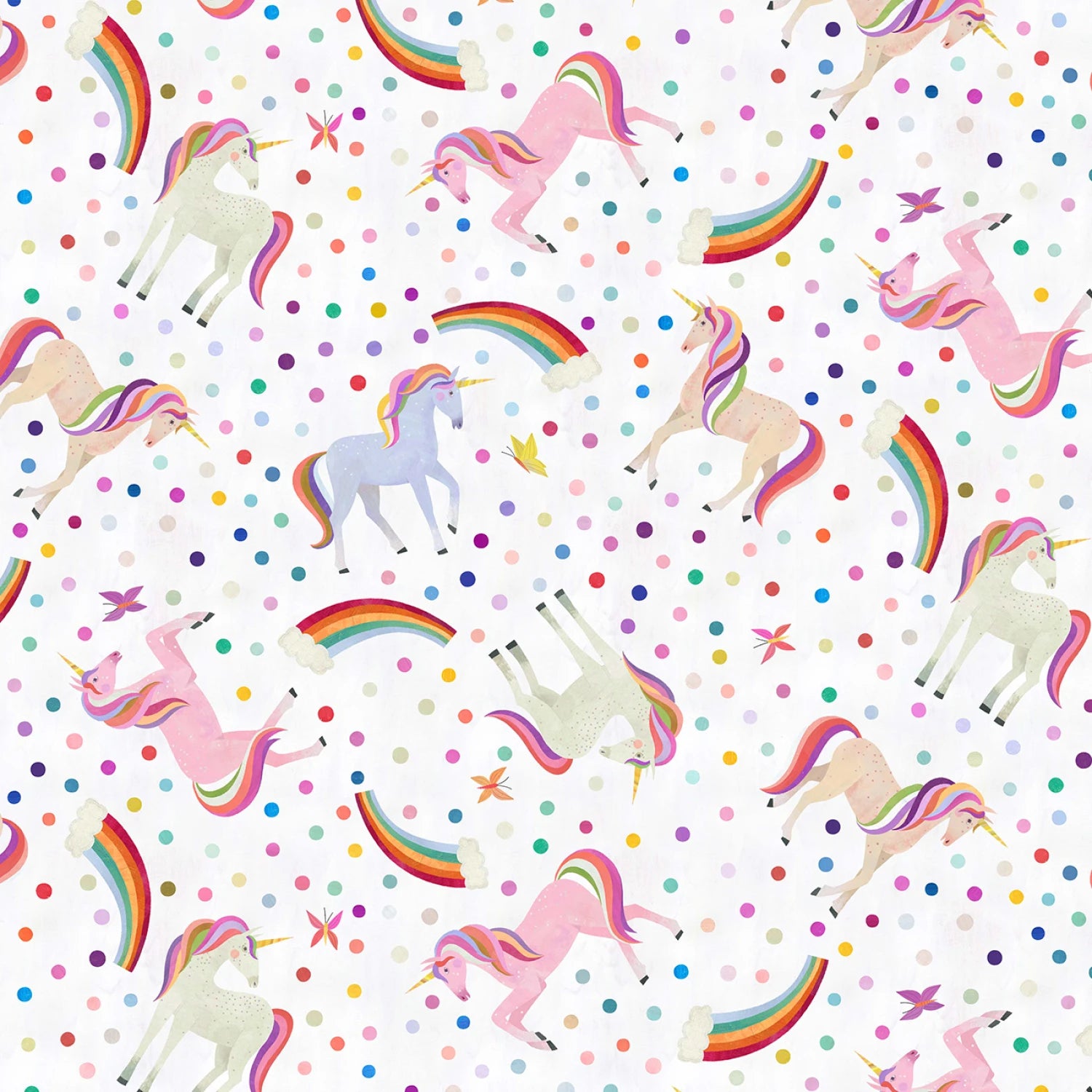 Enchanted Unicorn | Rainbow Unicorns - White by Melanie Mikecz for Michael Miller | DDC12372-WHIT