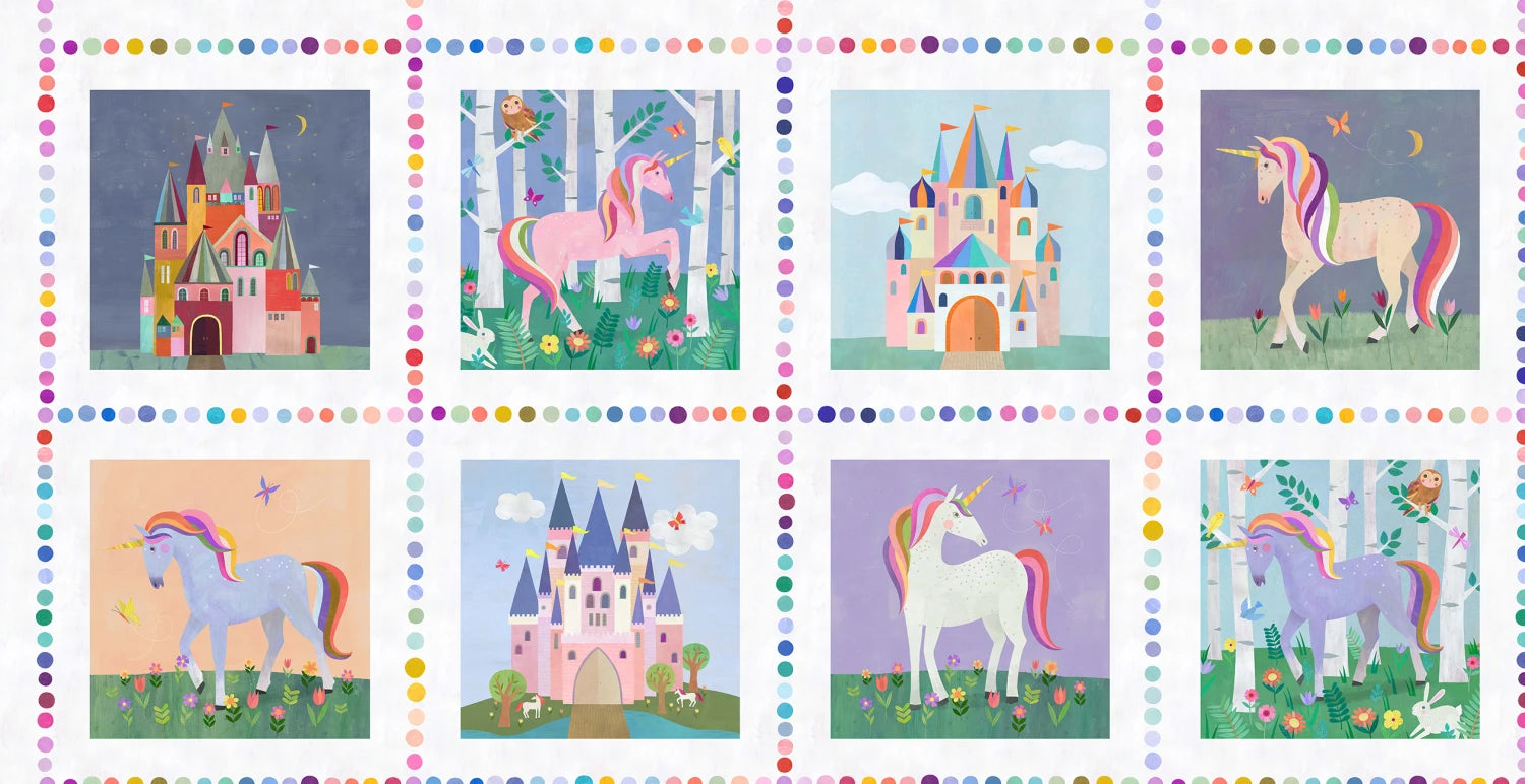 Enchanted Unicorn | Unicorn Enchanted Blocks Print by Melanie Mikecz for Michael Miller | DDC12380-WHIT