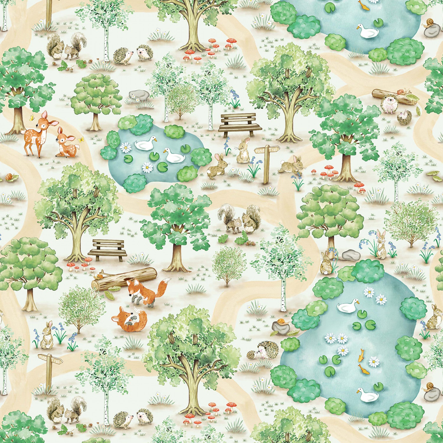 From Little Acorns | Woodland Trail - Multi by Louise Nisbet for Michael Miller Fabrics | DDC12415-MULT