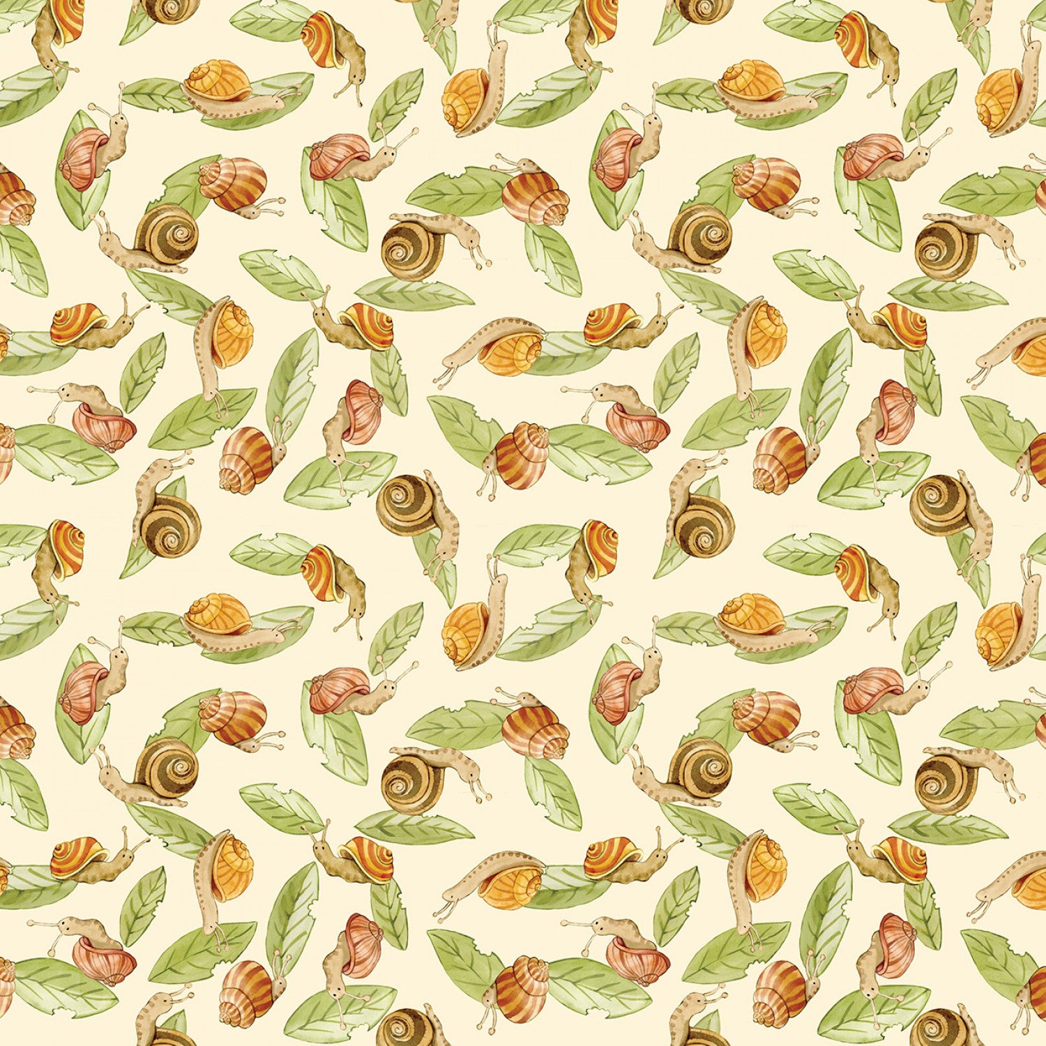 From Little Acorns | Snailed It - Cream by Louise Nisbet for Michael Miller Fabrics | DDC12417-CREM