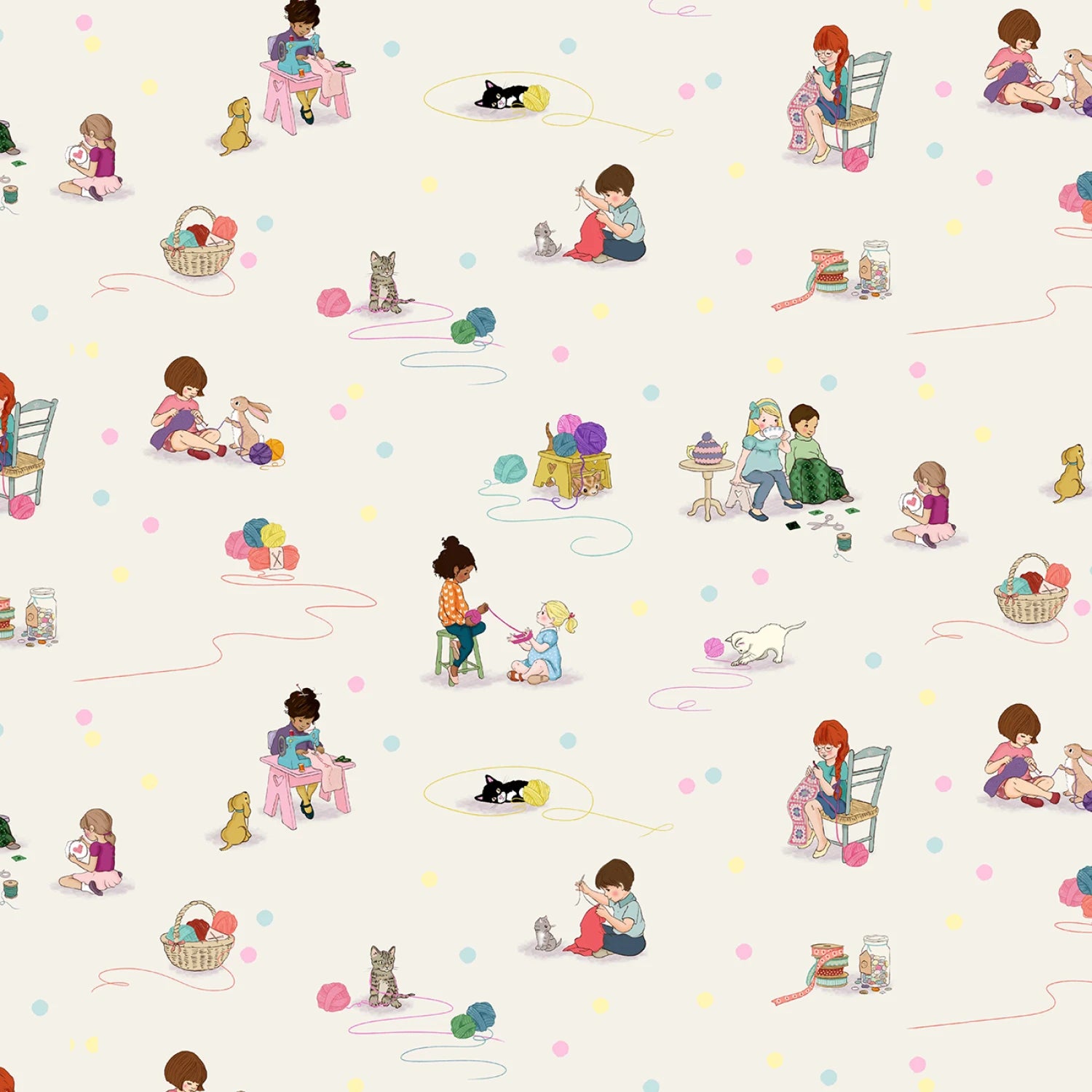 Crafternoon | Craft Afternoon - Cream by Belle & Book for Michael Miller | DDC12784-CREM