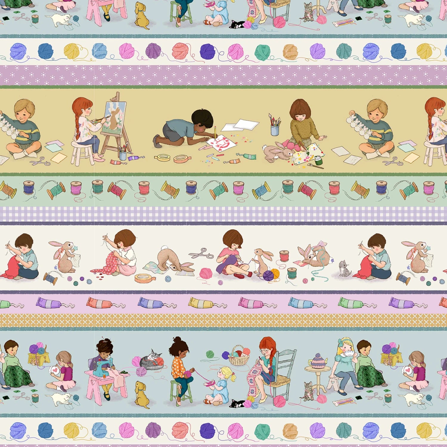 Crafternoon | Stripe - Multi by Belle & Book for Michael Miller | DDC12793-MULT