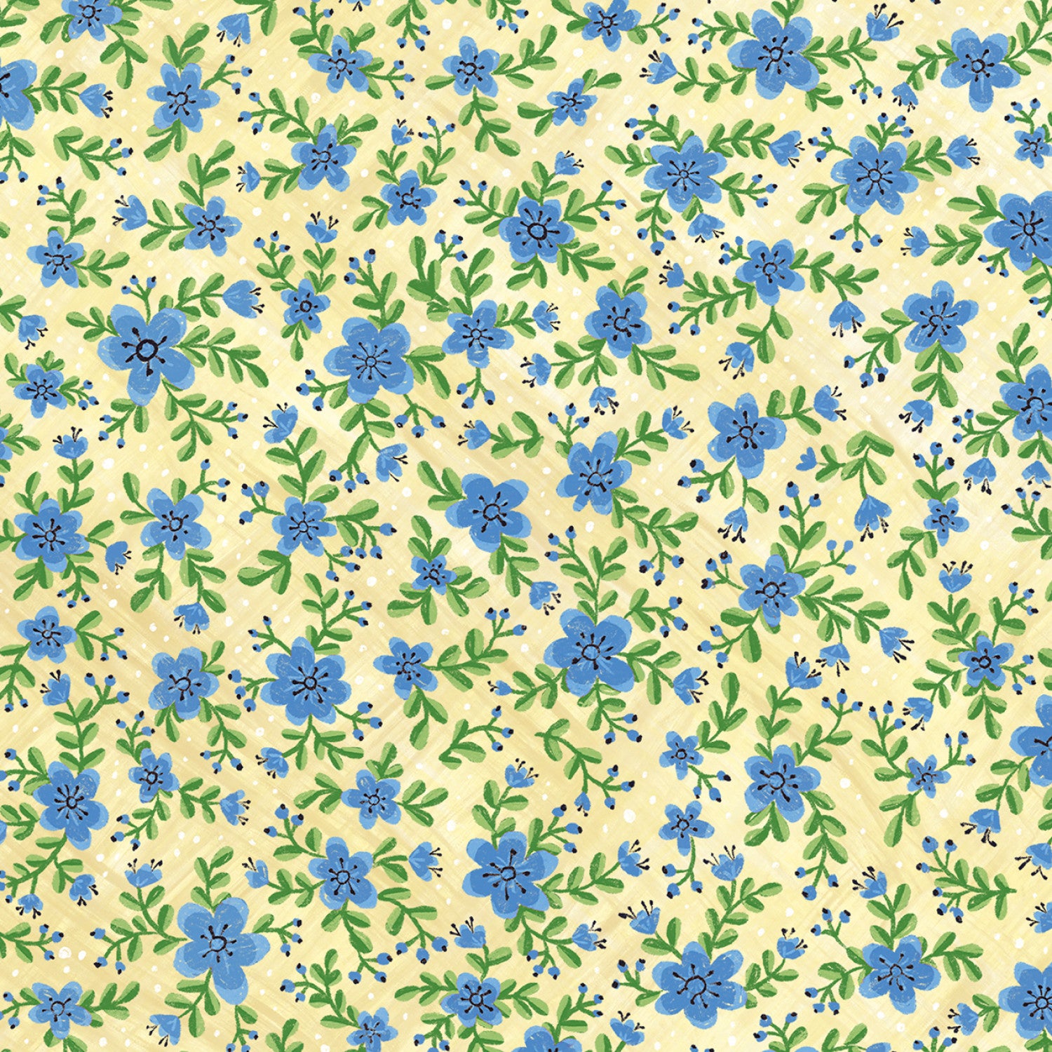 Darling Ducklings | Allover Floral Blue by Raquel Maciel for P&B Textiles | DDUC05499-EB