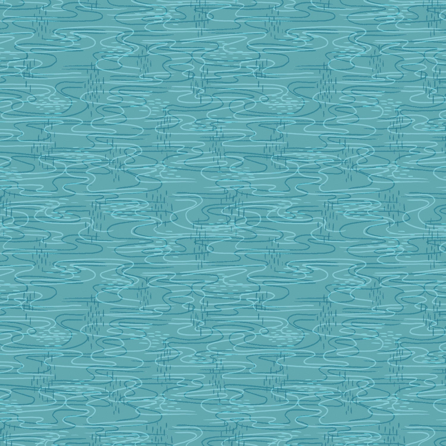 Darling Ducklings | Watery Waves Dark Turquoise by Raquel Maciel for P&B Textiles | DDUC05500-DT