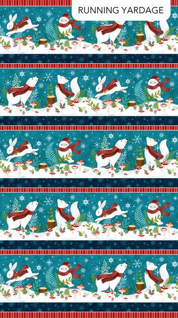 Woodland Wishes | Border Stripe - Teal Multi by Michael Zindell for Northcott | DP27901-66